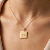 Ketting vierkante hanger met tekst - goud - thumbnail