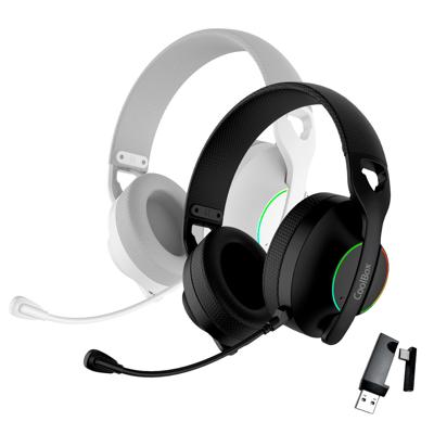 CoolBox WB01 Gaming-hoofdtelefoon, draadloos, met afneembare microfoon voor PS5, PS4, Switch, PC, 2,4 GHz, met USB-adapter en Bluetooth 5.4, 20 uur looptijd, USB-C-lading in 2 uur, wit
