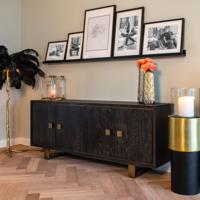 Richmond Dressoir 'Hunter' Eiken, kleur Zwart / Goud, 220cm - thumbnail
