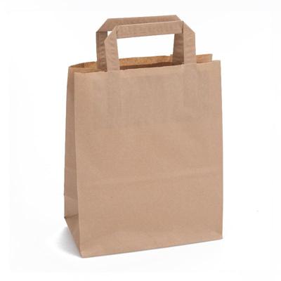 Papieren draagtassen bruin 180 x 80 x 220 mm 70 gram/m2 Papieren draagtassen bruin 180 x 80 x 220 mm 70 gram/m2
