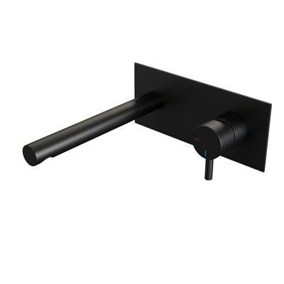 Inbouw Wastafelmengkraan Brauer Black Edition Coldstart Rechte Uitloop Korte Ronde Hendel Rechts Mat Zwart Met Afdekplaat Brauer
