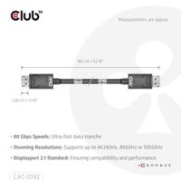Club 3D displayport 2.1 vesa dp80 gecertificeerde kabel male-male (zwart, 1,6 meter, 8k 240hz, 10k 60hz, 80gbps) - thumbnail