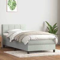 Boxspring met matras fluweel lichtgrijs 90x220 cm - thumbnail
