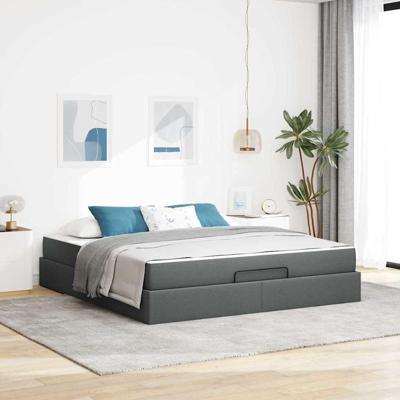 Bedframe met opslag Donkergrijs 180 x 200 cm Stof