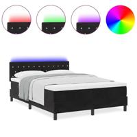 Boxspringbed met matras en LED fluweel zwart 160x200 cm - thumbnail