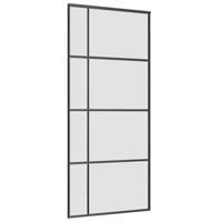 Schuifdeur met beslagset 90x205 cm ESG glas zwart - thumbnail