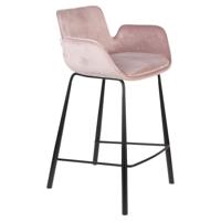 Zuiver Barstoel 'Brit' Velvet, kleur Roze (zithoogte 68cm) - thumbnail