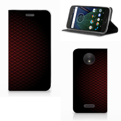 Motorola Moto C Plus Hoesje met Magneet Geruit Rood Motorola Moto C Plus Hoesje met Magneet Geruit Rood