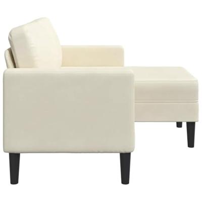 2-zitsbank met chaise L-vorm crmekleurig 125 cm fluweel