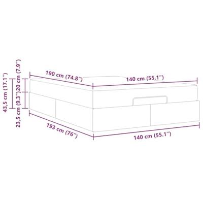 Bedframe met matras Lichtgrijs 140 x 190 cm Stof