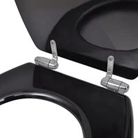 VidaXL Toiletbril soft-close simpel ontwerp mdf zwart - thumbnail