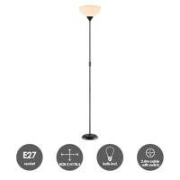 Moderne E27 LED Vloerlamp - 28/28/173.5 cm - Zwart - Metalen Staande Lamp met Wit Lampenkap - Geïntegreerde LED 4W 806Lm 2700K - Voor Kantoor en Slaapkamer - met schakelaar - thumbnail