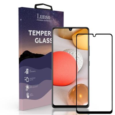 Lunso - Samsung Galaxy A42 - Gehard Beschermglas - Full Cover Screenprotector - Black Edge Lunso - Samsung Galaxy A42 - Gehard Beschermglas - Full Cover Screenprotector - Black Edge