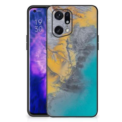 OPPO Find X5 Pro Marmeren Print Telefoonhoesje Marble Blue Gold