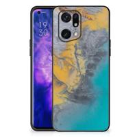 OPPO Find X5 Pro Marmeren Print Telefoonhoesje Marble Blue Gold - thumbnail