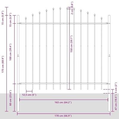 Tuinhek 6 pcs Grijs 170 x 190 cm Gepoedercoat staal