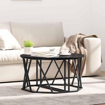 Salontafel Zwart eiken 80 x 80 x 42 cm Engineered hout en staal