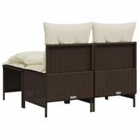 4-delige Loungeset met kussens poly rattan bruin - thumbnail