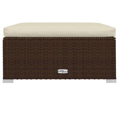 6-delige Loungeset met kussens poly rattan bruin - thumbnail