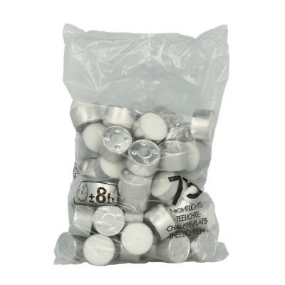 Neutraal theelicht wit 8uur zak 75 Stuks