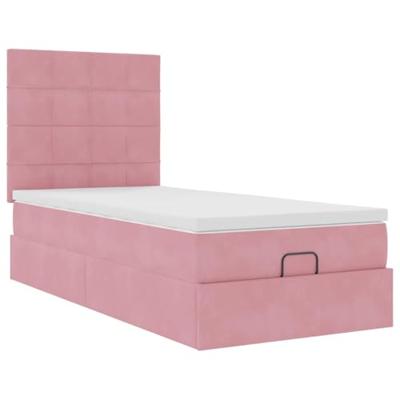 Ottoman bed met matrassen en LED's 100x200cm fluweel roze