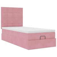 Ottoman bed met matrassen en LED's 100x200cm fluweel roze - thumbnail