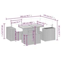 5-delige Loungeset met kussens poly rattan grijs - thumbnail