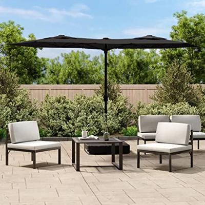 VidaXL Parasol dubbel dak 316x145 cm zwart VidaXL Parasol dubbel dak 316x145 cm zwart