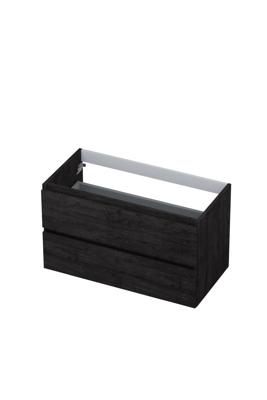 Onderkast INK 2 laden greeploos met houten keerlijst 90 cm x 45 cm x 52 cm Houtskool eiken 1257138