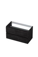 Onderkast INK 2 laden greeploos met houten keerlijst 90 cm x 45 cm x 52 cm Houtskool eiken 1257138 - thumbnail