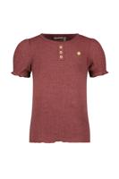 Like Flo Meisjes top rib met knoopjes - Plum - thumbnail