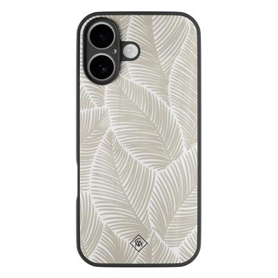 iPhone 16 glazen hardcase - Palmy leaves beige iPhone 16 glazen hardcase - Palmy leaves beige