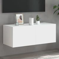 Tv-wandmeubel met LED-verlichting 80x35x31 cm wit - thumbnail