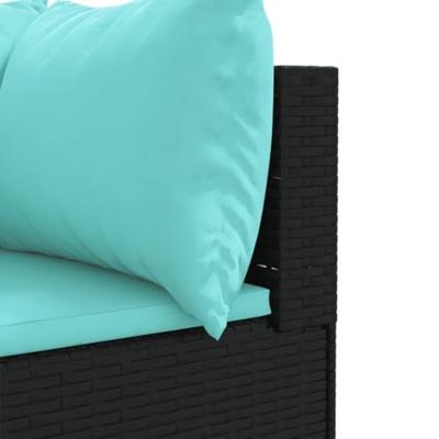 4-delige Loungeset met kussens poly rattan zwart