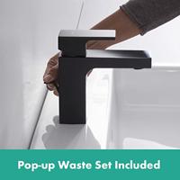 Hansgrohe Wastafelmengkraan Vernis Shape Eengreeps 100 Met Trekwaste CoolStart Mat Zwart - thumbnail
