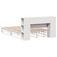Bed met boekenkast zonder matras massief hout wit 120x190 cm - thumbnail