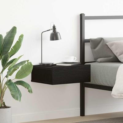 Nachtkastje zwevend 40x32x15 cm bewerkt hout zwart eiken