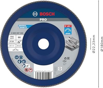 Bosch Accessories 2608607344 X571 Lamellenschijf Diameter 180 mm Boordiameter 22.33 mm Staal 1 stuk(s) Bosch Accessories 2608607344 X571 Lamellenschijf Diameter 180 mm Boordiameter 22.33 mm Staal 1 stuk(s)