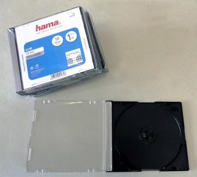Hama 00051275 CD-hoes slim 1 CD/DVD/Blu-Ray Transparant, Zwart Polystereen 10 stuk(s)
