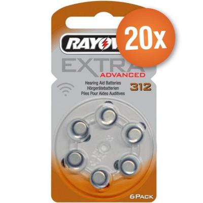 Voordeelpak Rayovac gehoorapparaat batterijen - Type 312 (bruin) - 20 x 6 stuks
