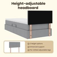 Opbergbed met LED met matras Lichtgrijs 90 x 190 cm Stof - thumbnail