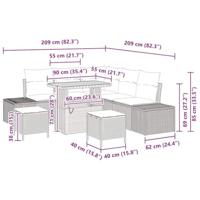 Tuinbankenset met kussen met opslag 8 pcs Zwart Poly riet - thumbnail