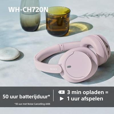 Sony WH-CH720N Draadloze Bluetooth Noise Cancelling Over-Ear Koptelefoon, Geluid van hoge kwaliteit, Ambient Sound Mode, Lichtgewicht ontwerp, BatteriJduur tot 50 uur, iOS & Android - Roze