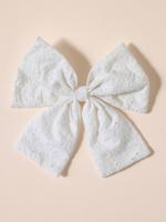 Katoenen strik met dierenborduurwerk beige - thumbnail