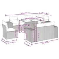 9-delige Loungeset met kussens poly rattan lichtgrijs - thumbnail