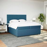 Boxspring met matras fluweel blauw 200x200 cm - thumbnail