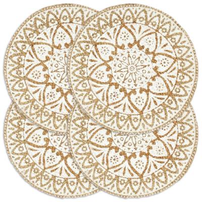 Placemats 4 st rond 38 cm jute wit Placemats 4 st rond 38 cm jute wit
