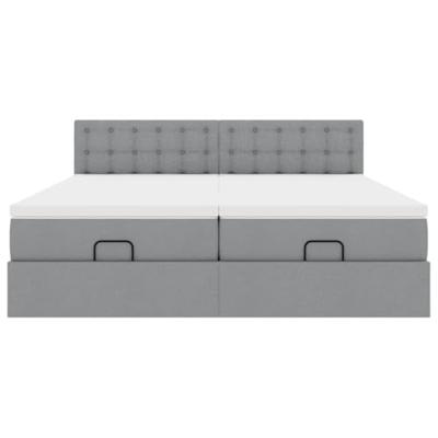 Ottoman bed met matrassen 160x200cm stof lichtgrijs