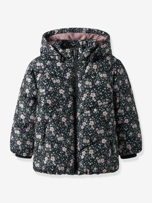 Gewatteerd donsjack met capuchon voor meisjes NAME IT donkerblauw