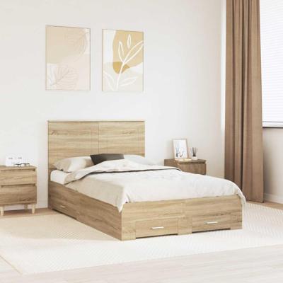 Bedframe met hoofdeinde Sonoma Eiken 120 x 200 cm Bewerkt hout